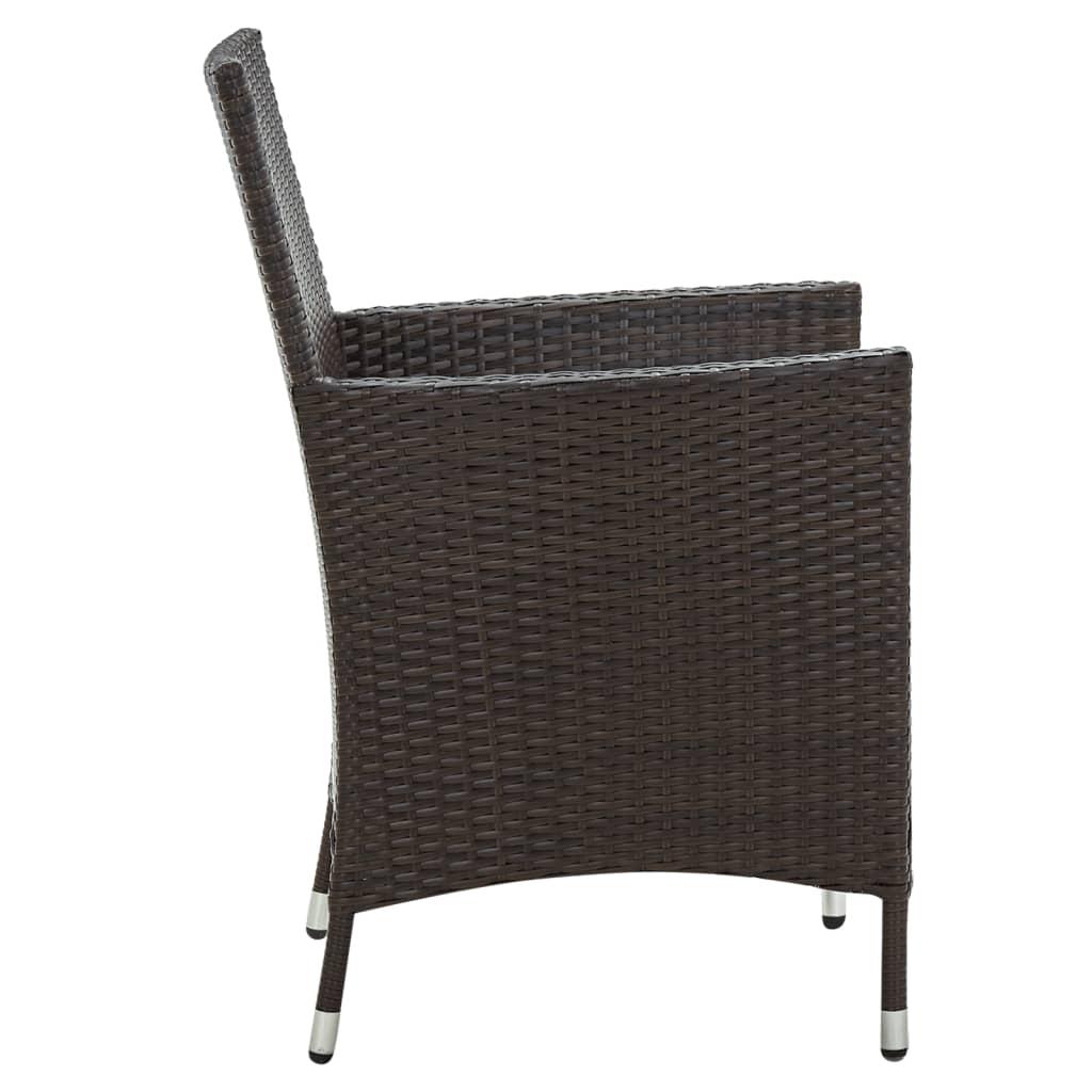 9 Piece Outdoor Dining Set with Cushions Poly Rattan Brown
