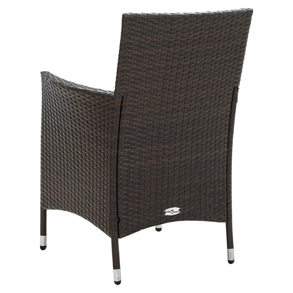 9 Piece Outdoor Dining Set with Cushions Poly Rattan Brown