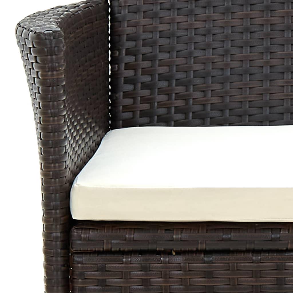 9 Piece Outdoor Dining Set with Cushions Poly Rattan Brown