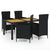 5 Piece Outdoor Dining Set with Cushions Poly Rattan Black