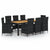 9 Piece Outdoor Dining Set with Cushions Poly Rattan Black