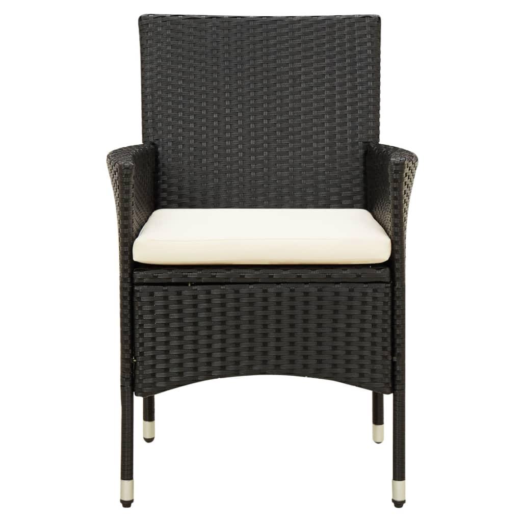 9 Piece Outdoor Dining Set with Cushions Poly Rattan Black