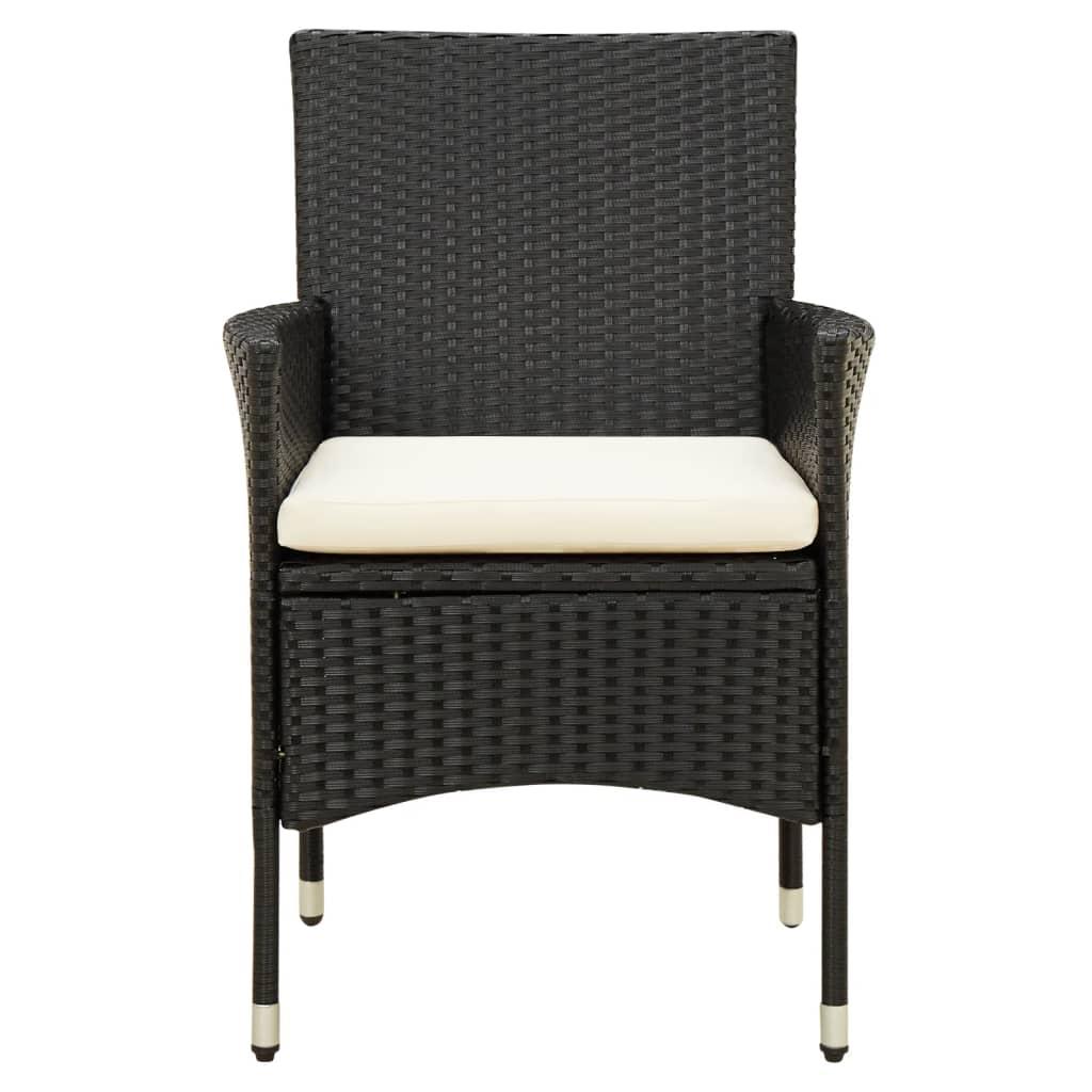7 Piece Outdoor Dining Set with Cushions Poly Rattan Black