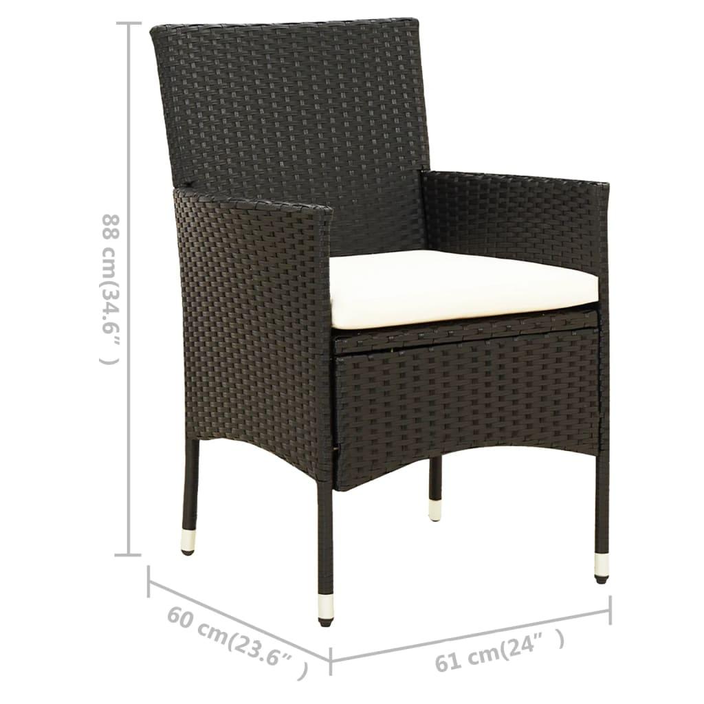 7 Piece Outdoor Dining Set with Cushions Poly Rattan Black