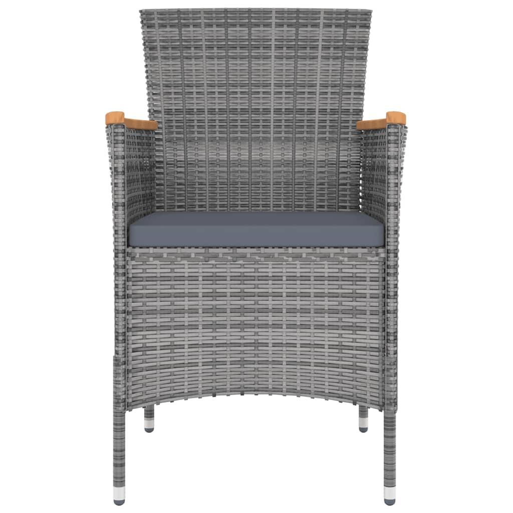 5 Piece Outdoor Dining Set with Cushions Poly Rattan Grey