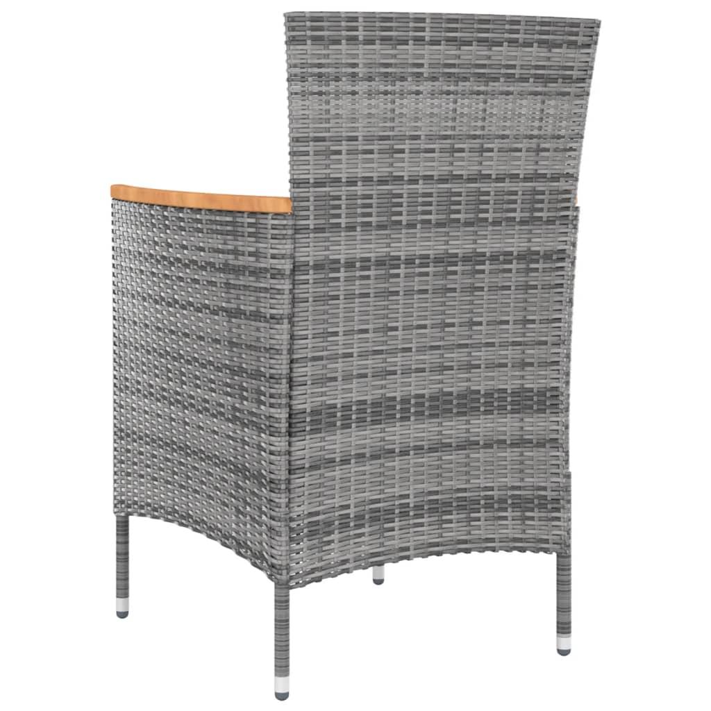5 Piece Outdoor Dining Set with Cushions Poly Rattan Grey
