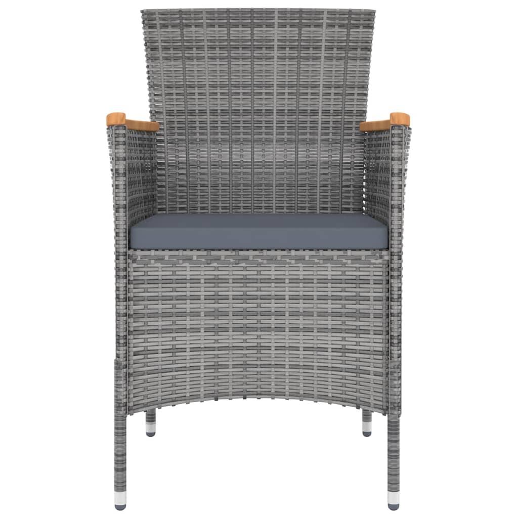 9 Piece Outdoor Dining Set with Cushions Poly Rattan Grey
