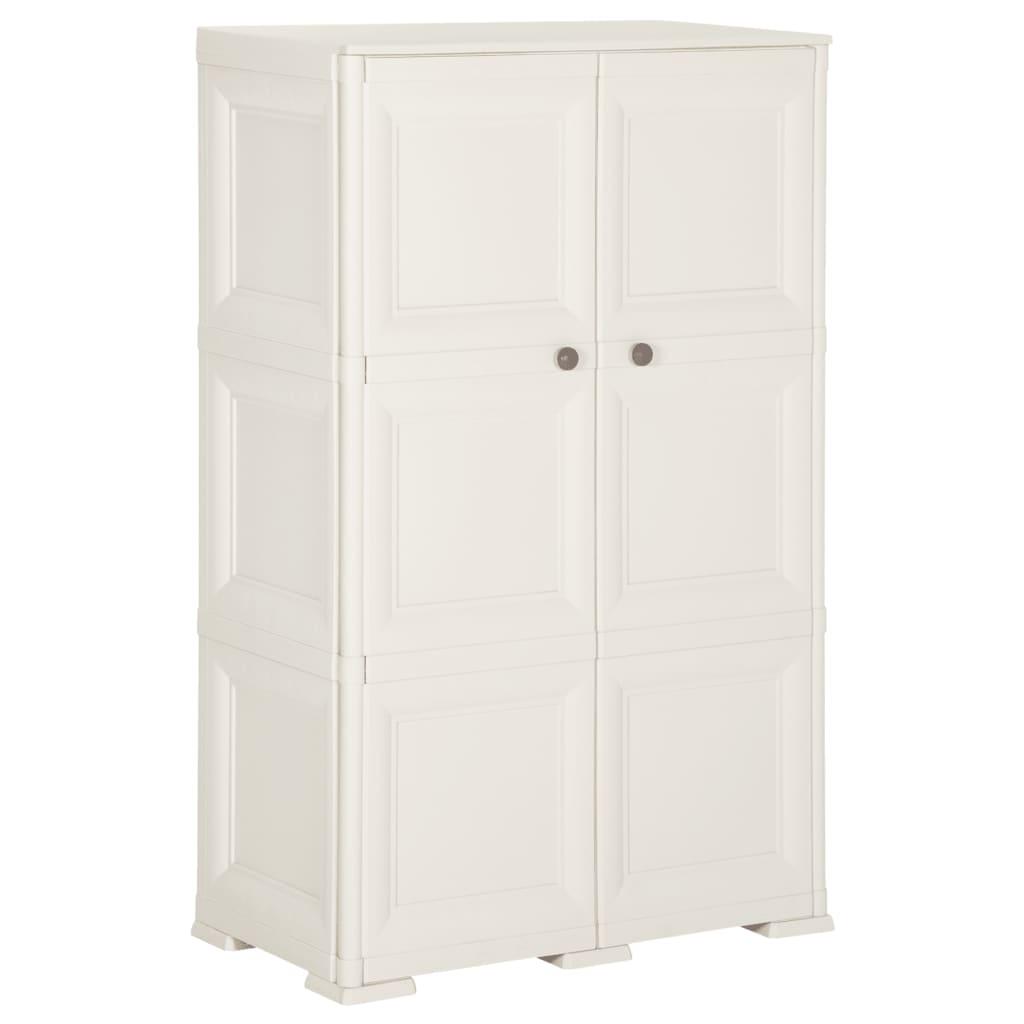 Plastic Cabinet 79x43x125 cm Wood Design White