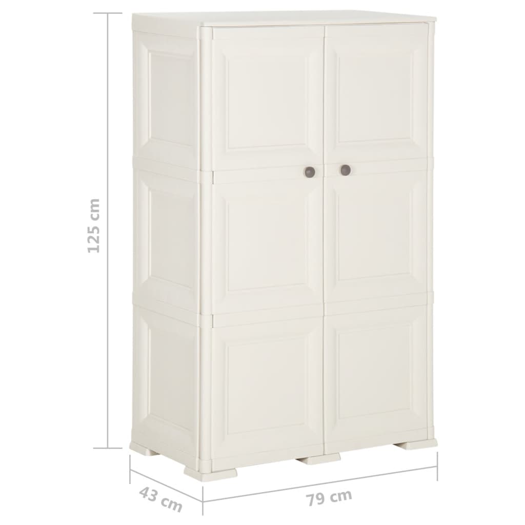 Plastic Cabinet 79x43x125 cm Wood Design White