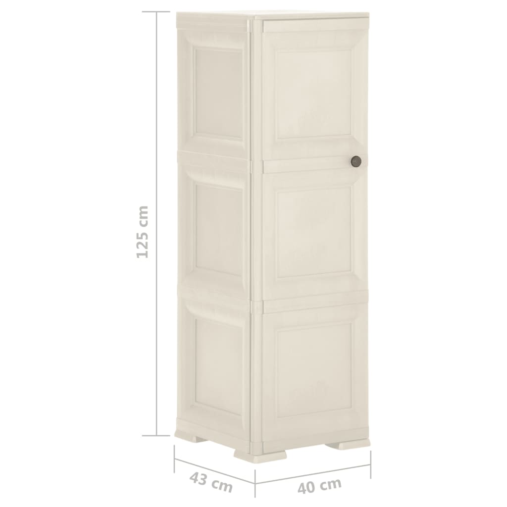 Plastic Cabinet 40x43x125 cm Wood Design Cream