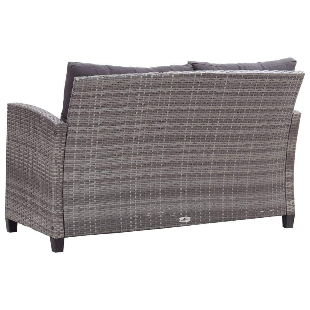 3 Piece Garden Dining Set with Grey Cushions Poly Rattan