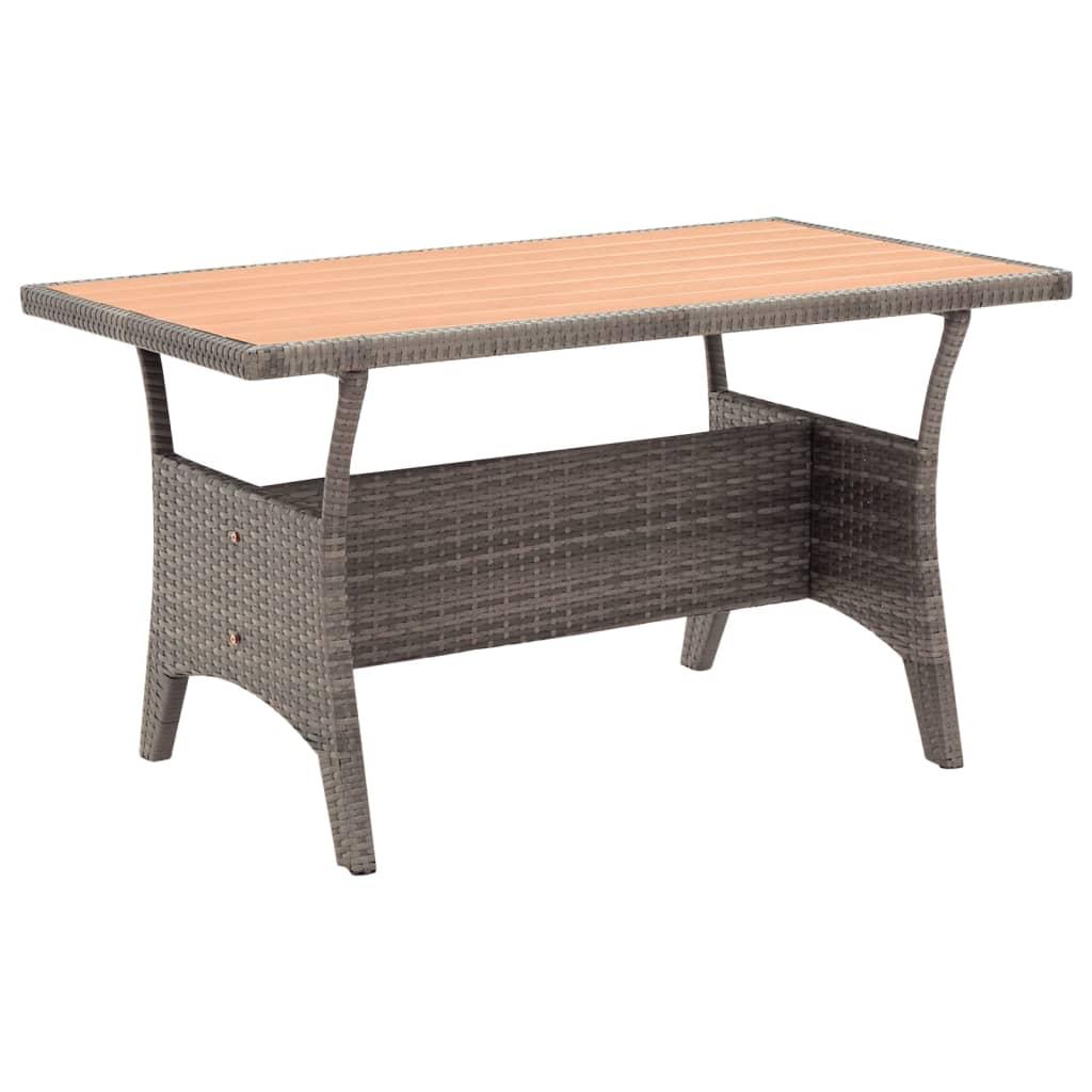 3 Piece Garden Dining Set with Grey Cushions Poly Rattan