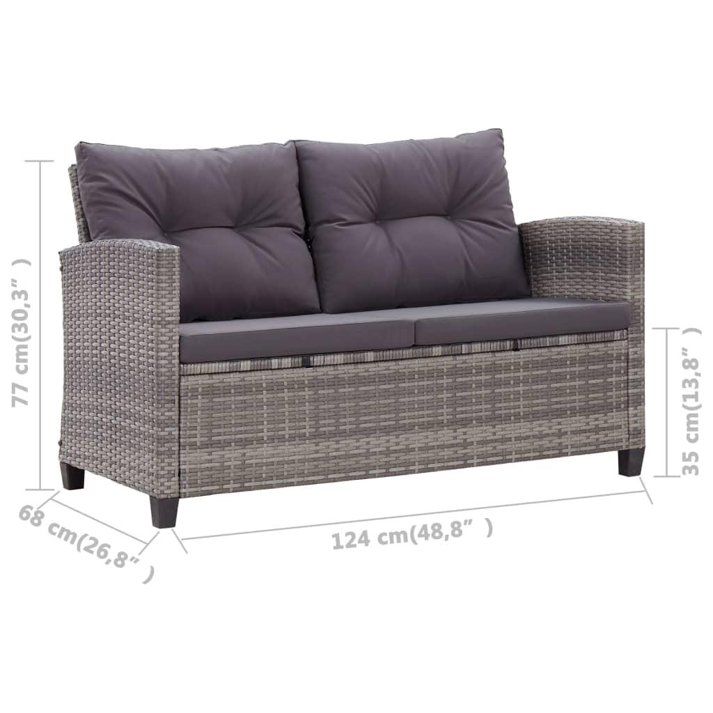 3 Piece Garden Dining Set with Grey Cushions Poly Rattan