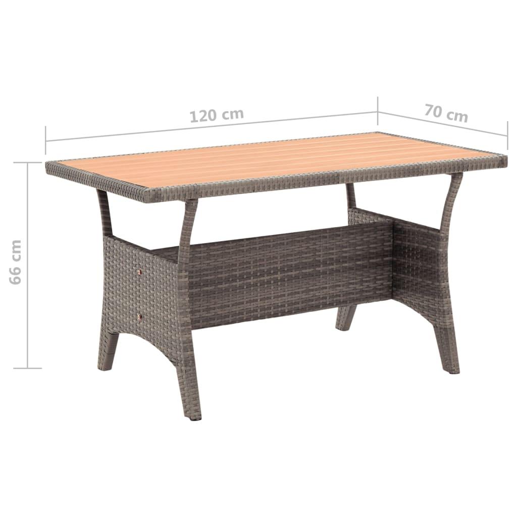 3 Piece Garden Dining Set with Grey Cushions Poly Rattan