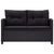 3 Piece Garden Dining Set with Black Cushions Poly Rattan