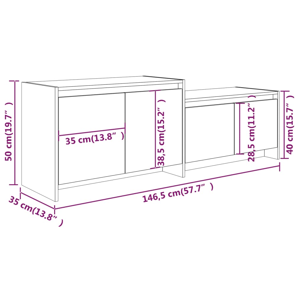 TV Cabinet Concrete Grey 146.5x35x50 cm Engineered Wood