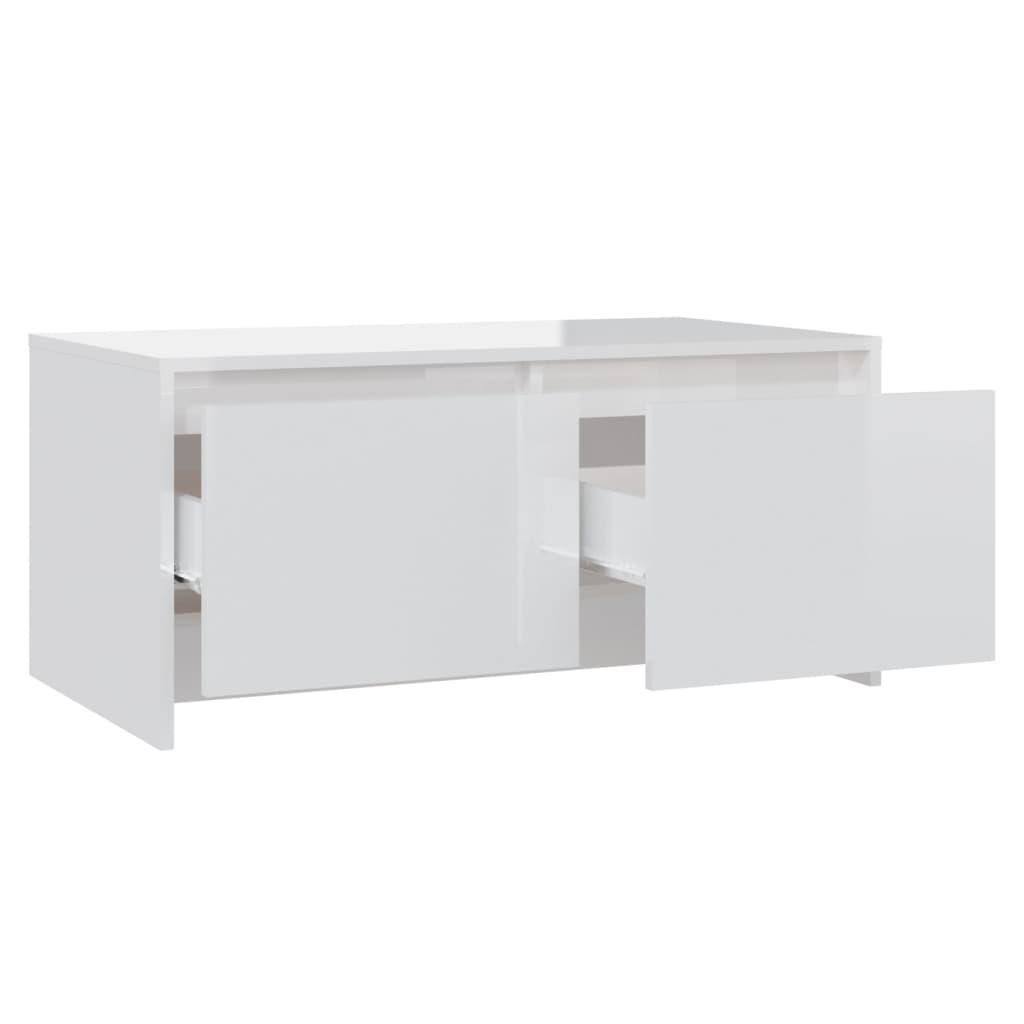 Coffee Table High Gloss White 90x50x41.5 cm Engineered Wood