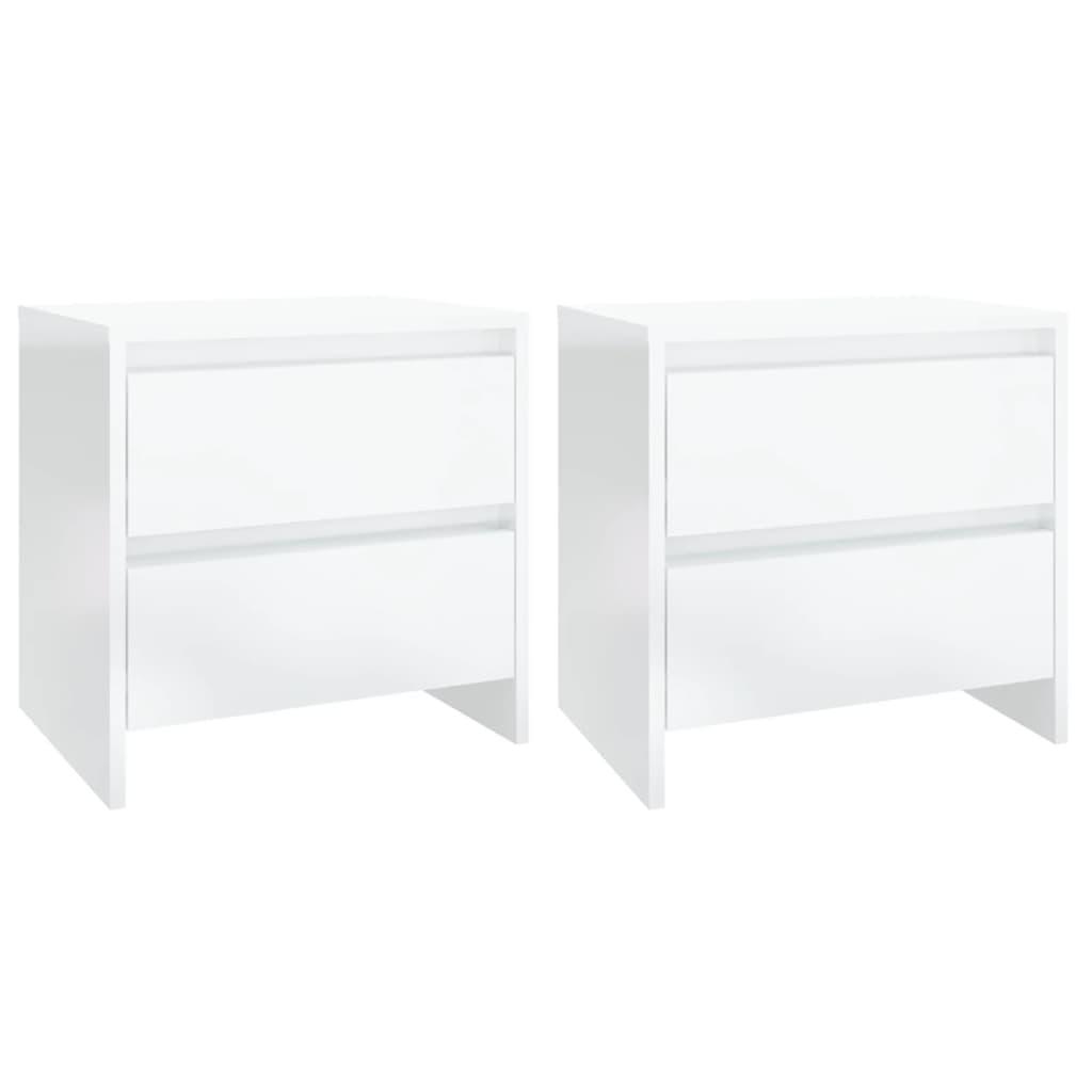 Bedside Cabinets 2 pcs High Gloss White 45x34.5x44.5 cm Engineered Wood