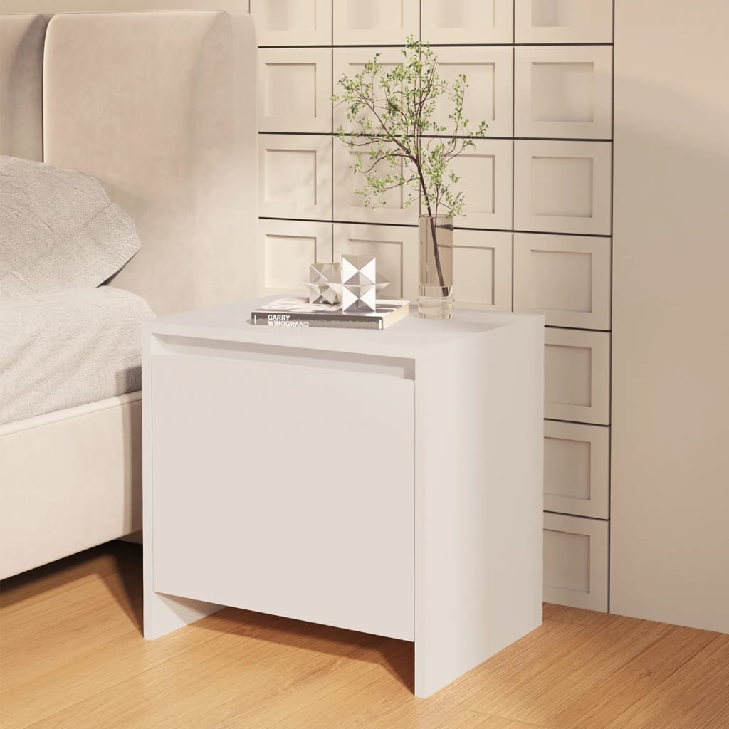 Bedside Cabinet White 45x34x44.5 cm Engineered Wood