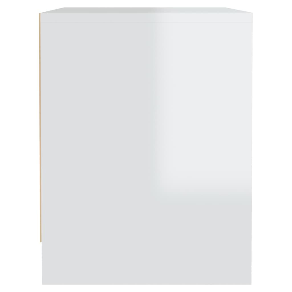 Bedside Cabinet High Gloss White 45x34x44.5 cm Engineered Wood