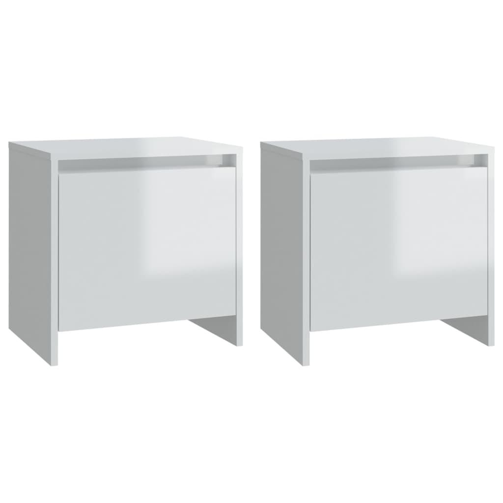 Bedside Cabinets 2 pcs High Gloss White 45x34x44.5 cm Engineered Wood