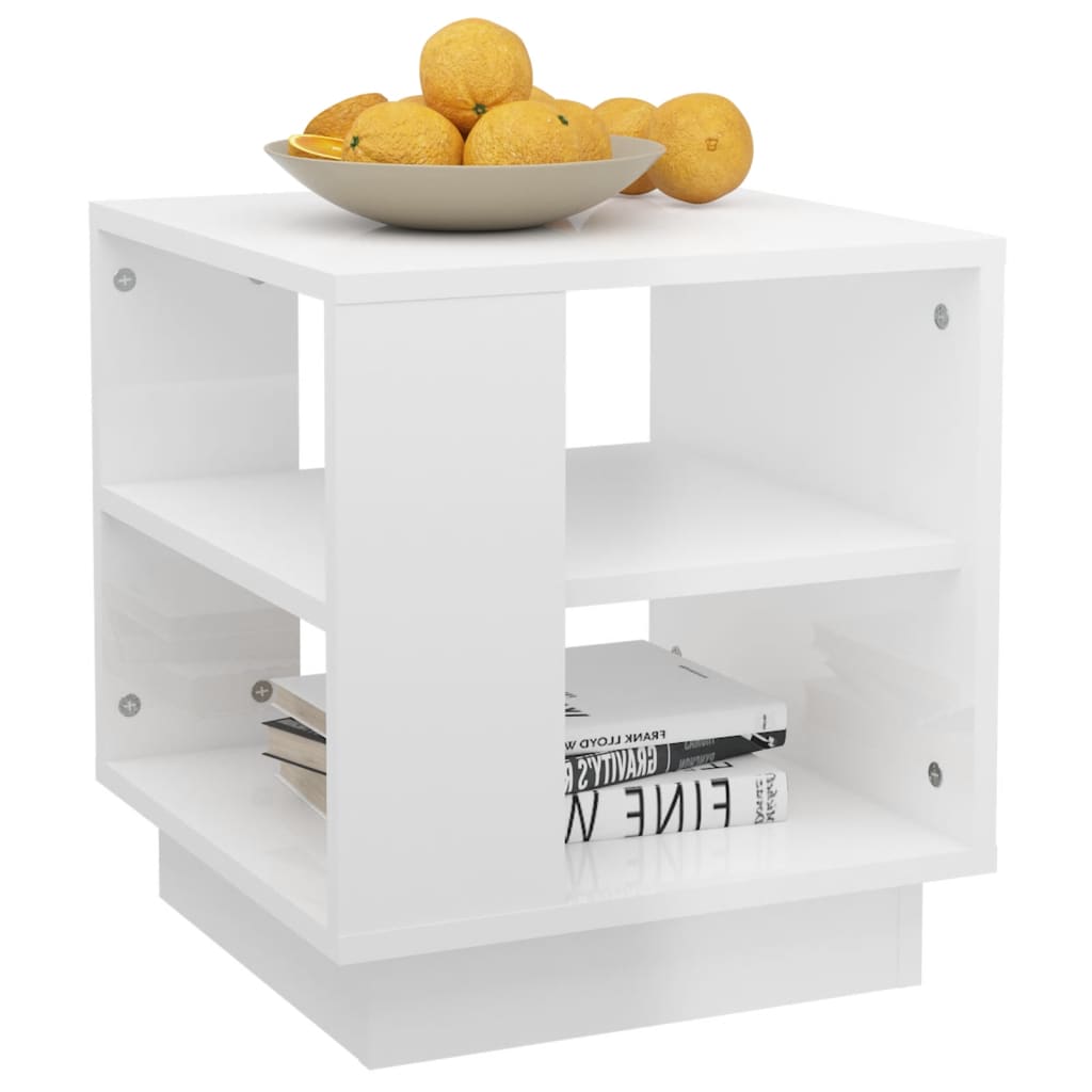 Coffee Table High Gloss White 40x40x43 cm Engineered Wood