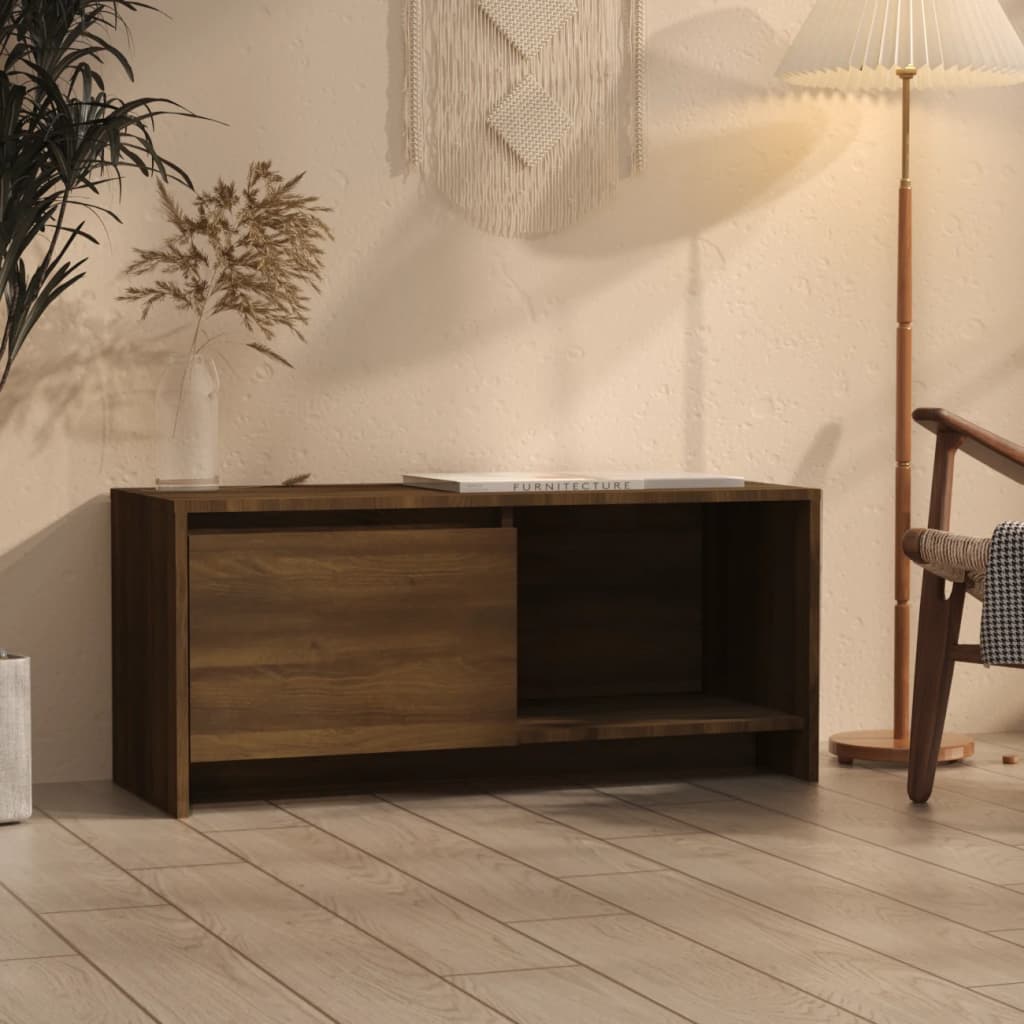 TV Cabinet Brown Oak 90x35x40 cm Engineered Wood