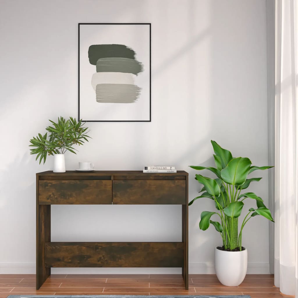 Console Table Smoked Oak 100x35x76.5 cm Engineered Wood
