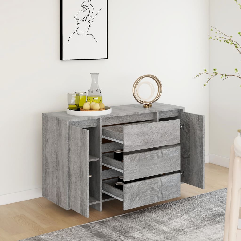 Sideboard with 3 Drawers Grey Sonoma 120x41x75 cm Engineered Wood