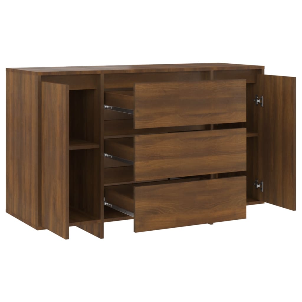 Sideboard with 3 Drawers Brown Oak 120x41x75 cm Engineered Wood