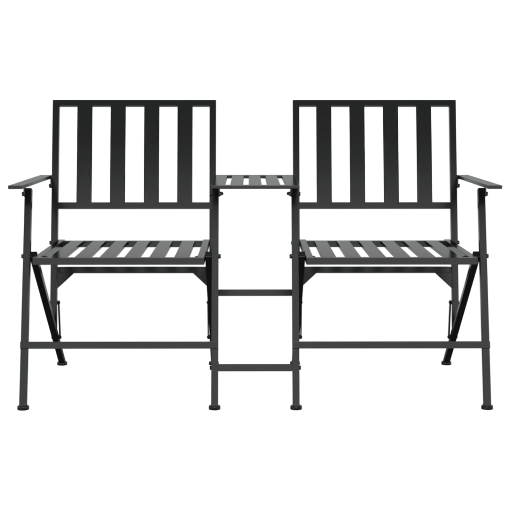 Folding 2-Seater Garden Bench 137 cm Black Steel