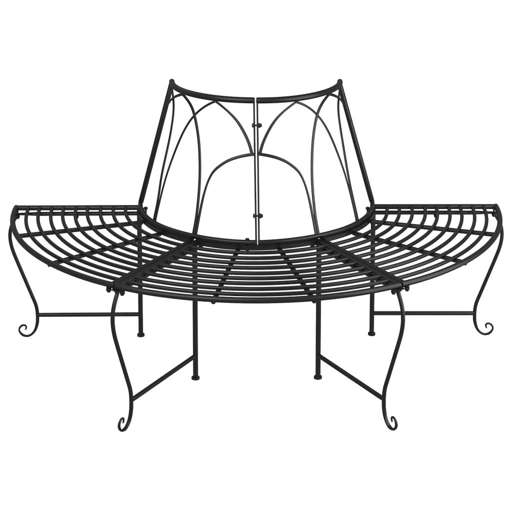 Half Round Tree Bench Ø159 cm Black Steel
