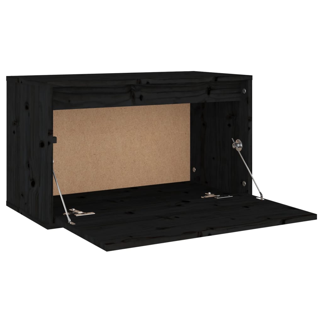 Wall Cabinet Black 60x30x35 cm Solid Wood Pine