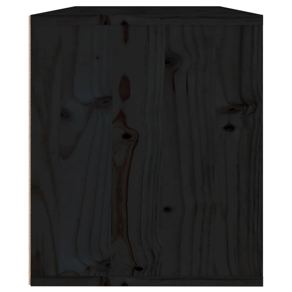 Wall Cabinet Black 60x30x35 cm Solid Wood Pine