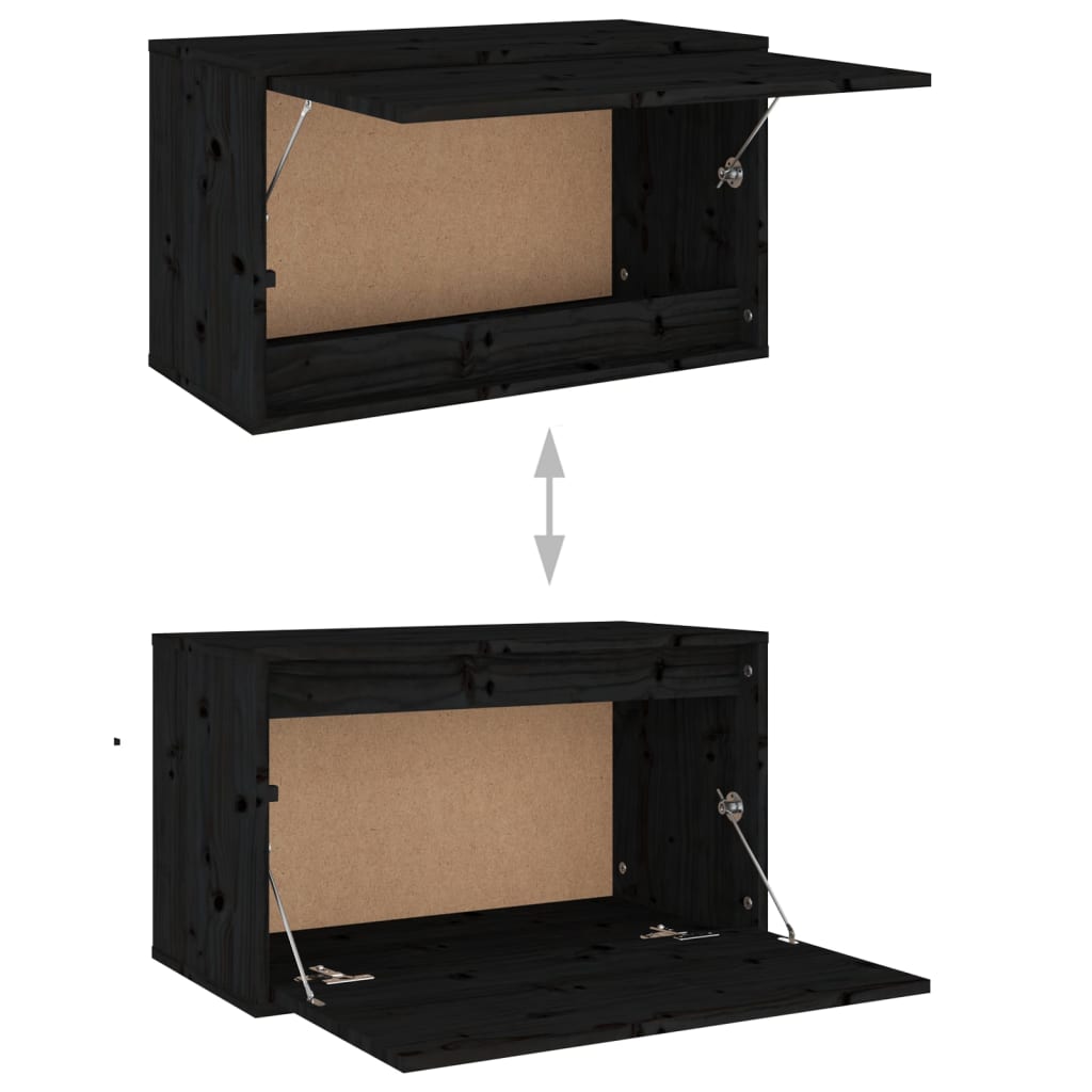 Wall Cabinet Black 60x30x35 cm Solid Wood Pine