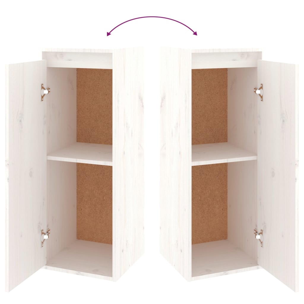 Wall Cabinet White 30x30x80 cm Solid Wood Pine