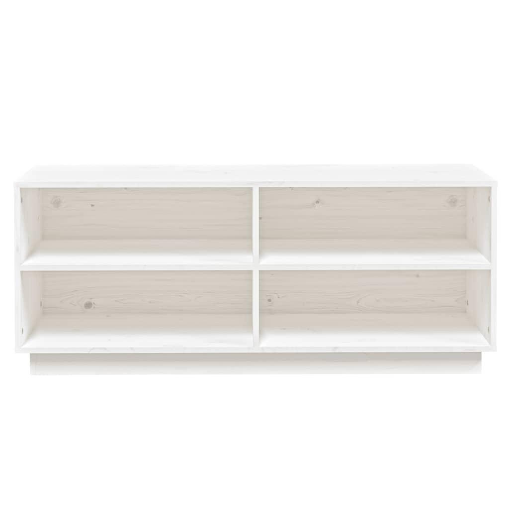 Shoe Cabinet White 110x34x45 cm Solid Wood Pine