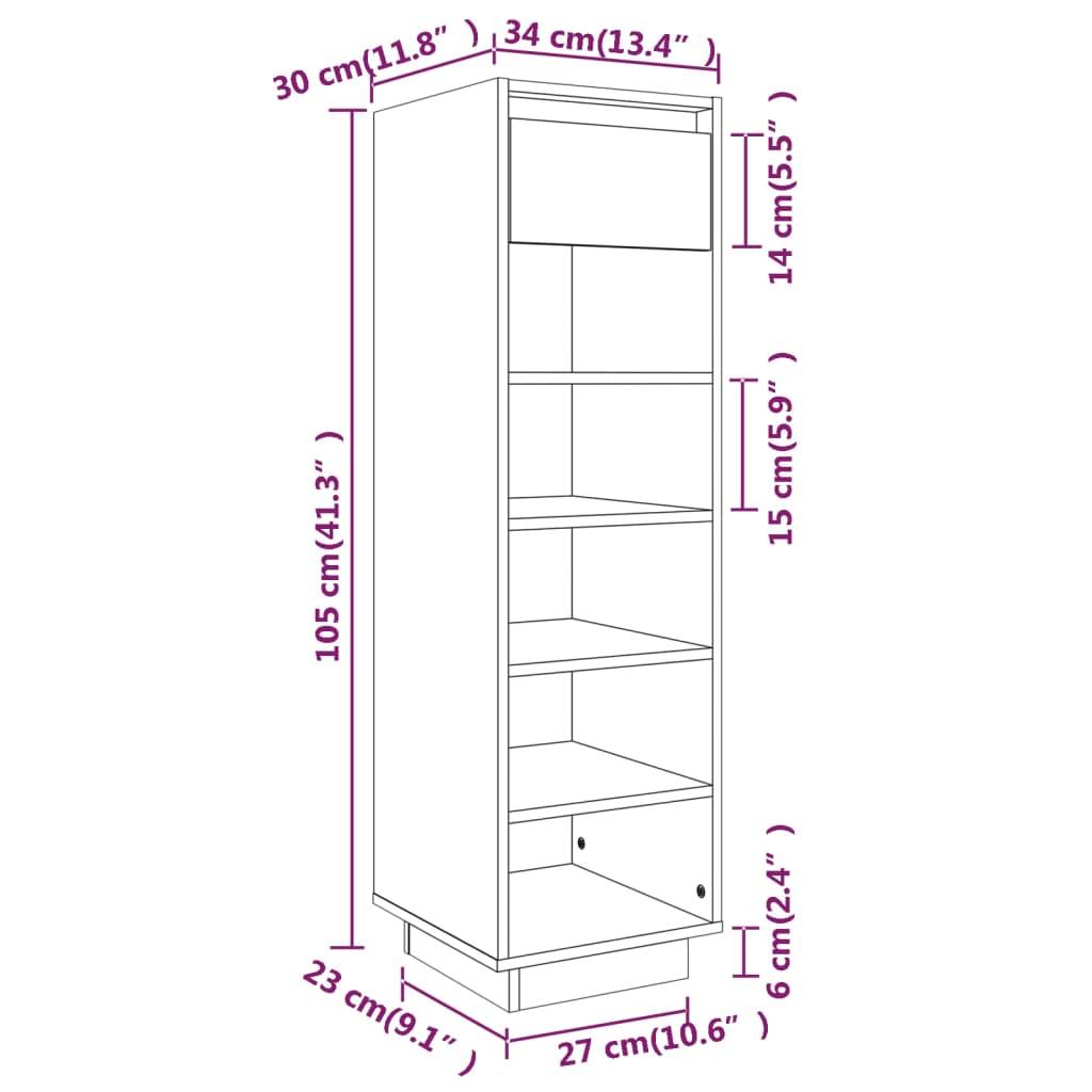 Shoe Cabinet White 34x30x105 cm Solid Wood Pine