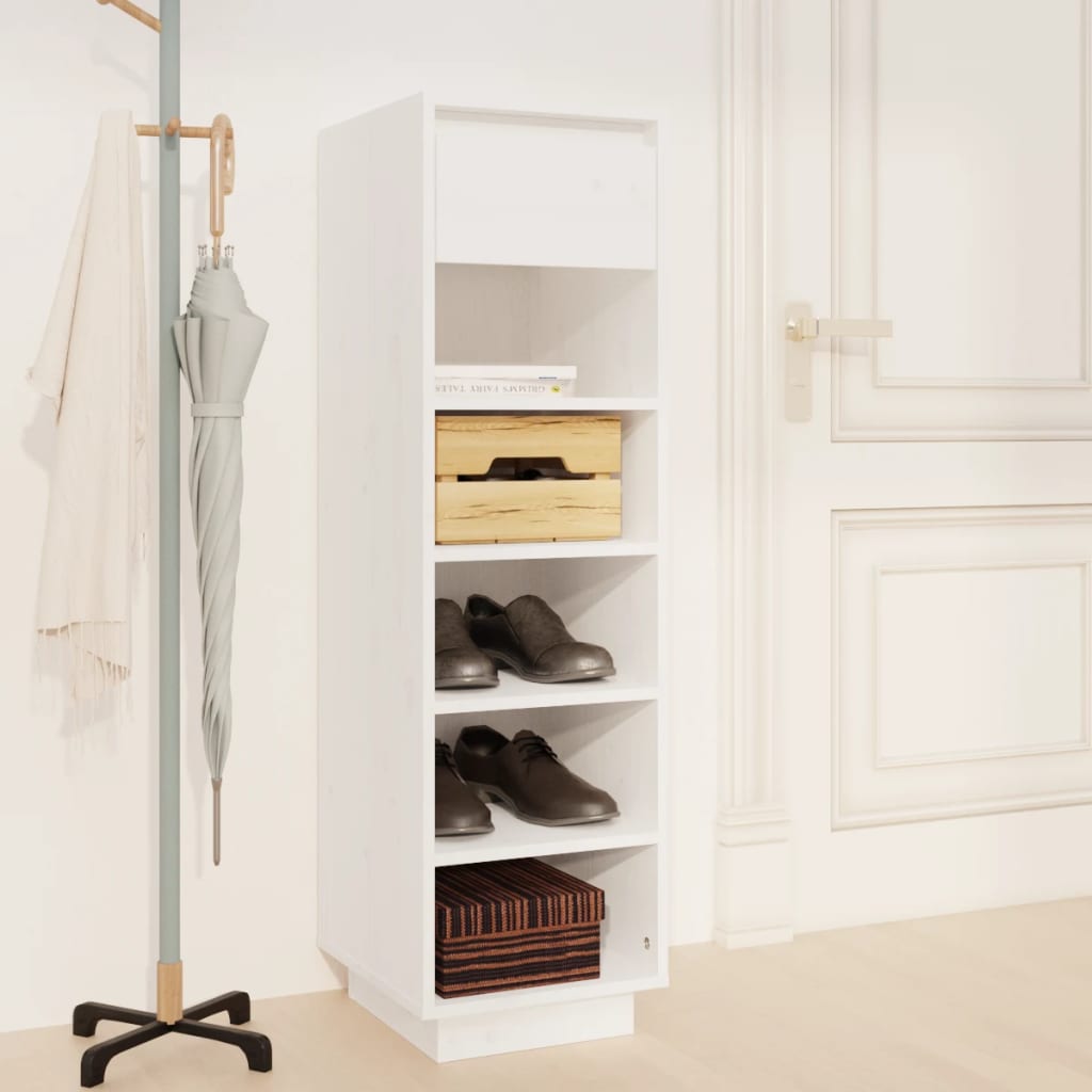 Shoe Cabinet White 34x30x105 cm Solid Wood Pine