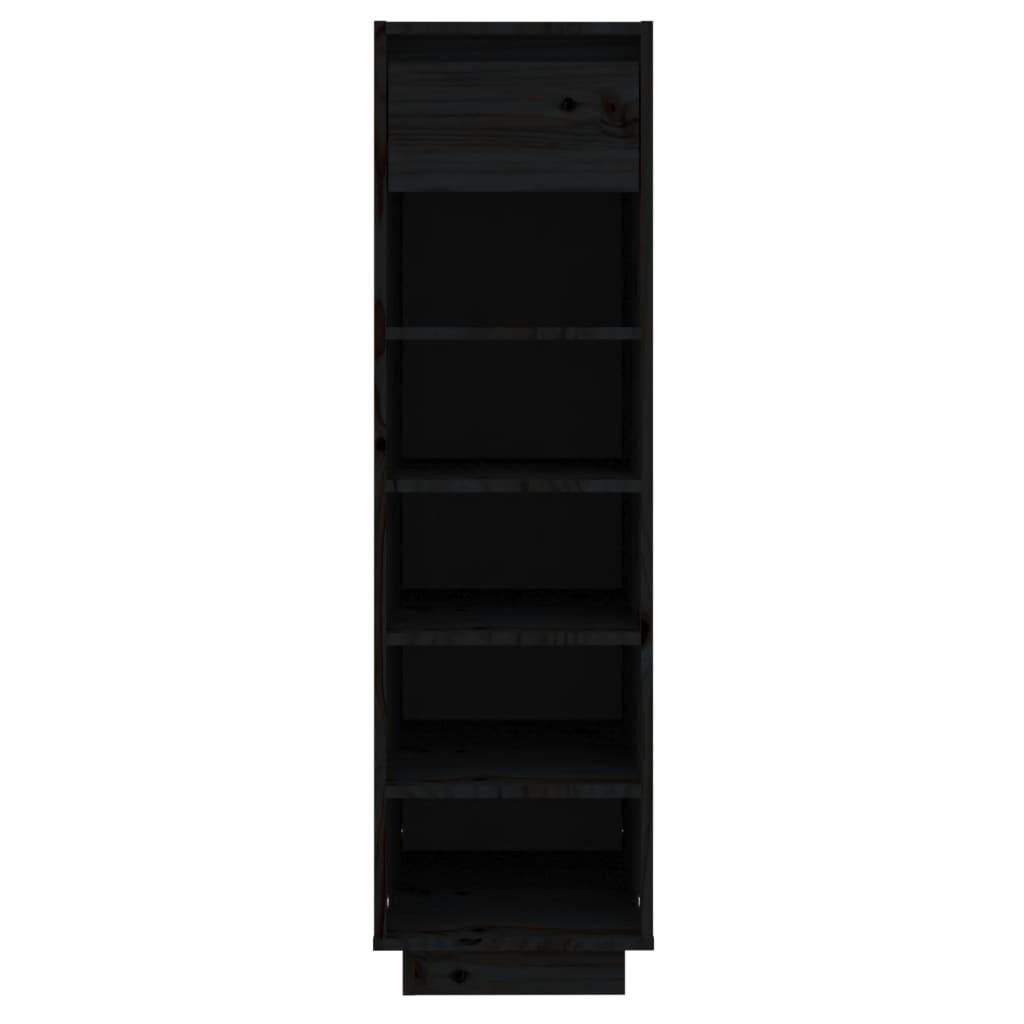 Shoe Cabinet Black 30x34x105 cm Solid Wood Pine
