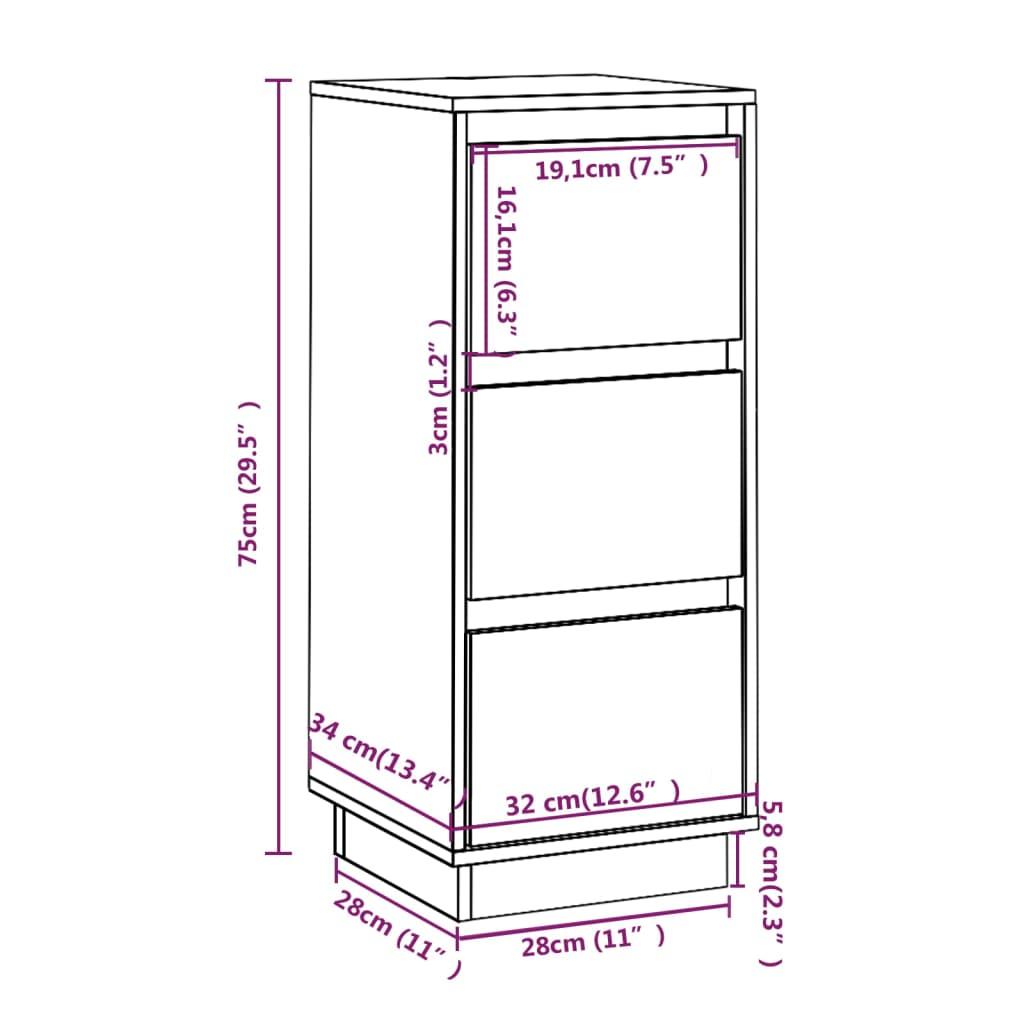 Sideboards 2 pcs 32x34x75 cm Solid Wood Pine