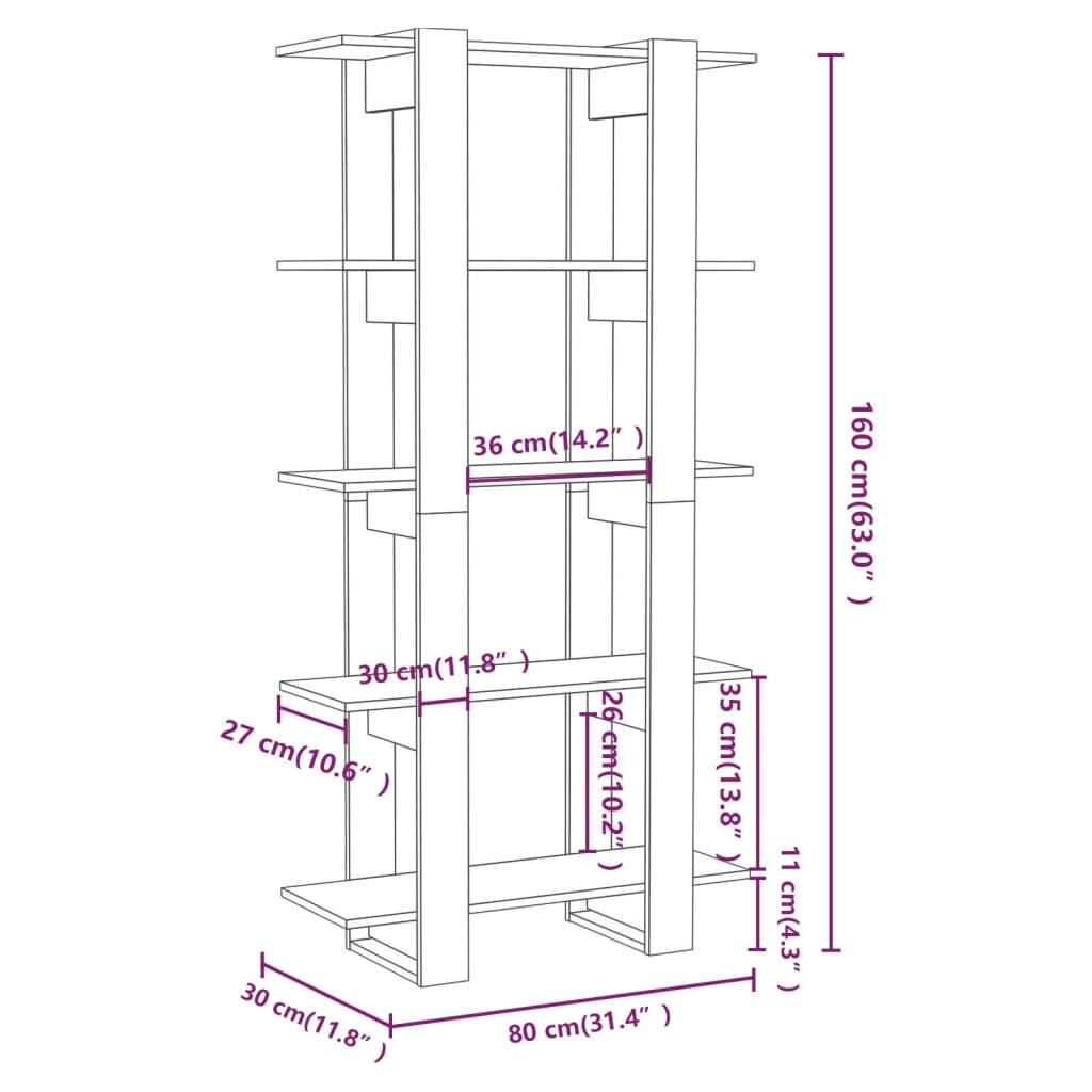 Book Cabinet/Room Divider Black 80x30x160 cm Engineered Wood