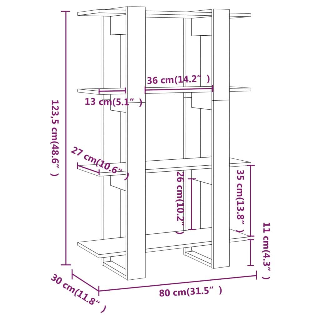 Book Cabinet/Room Divider Black 80x30x123.5 cm