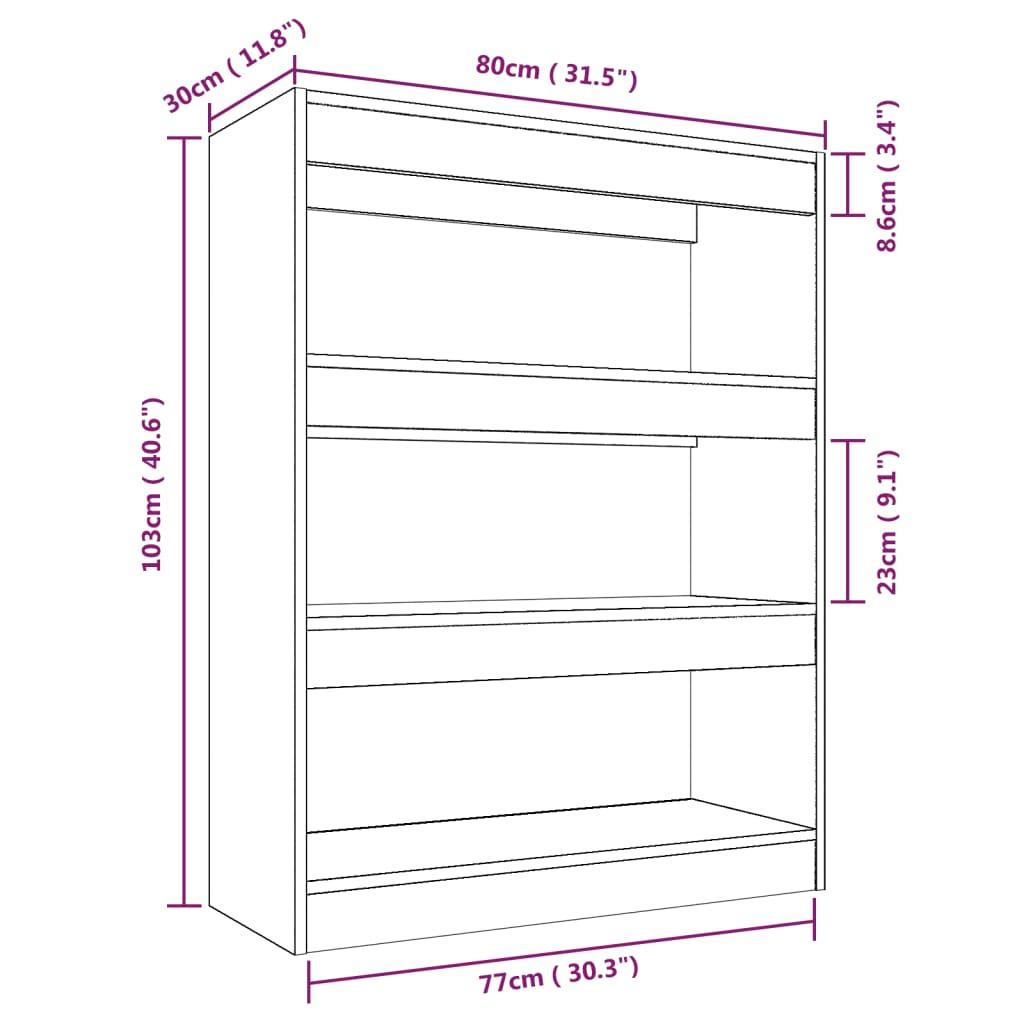 Book Cabinet/Room Divider Black 80x30x103 cm Engineered wood