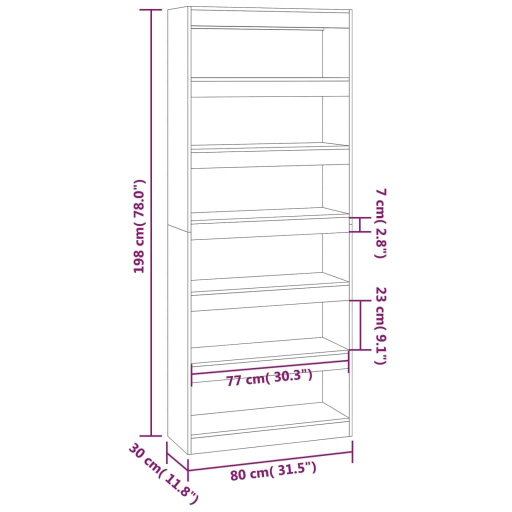 Book Cabinet/Room Divider White 80x30x198 cm Engineered Wood