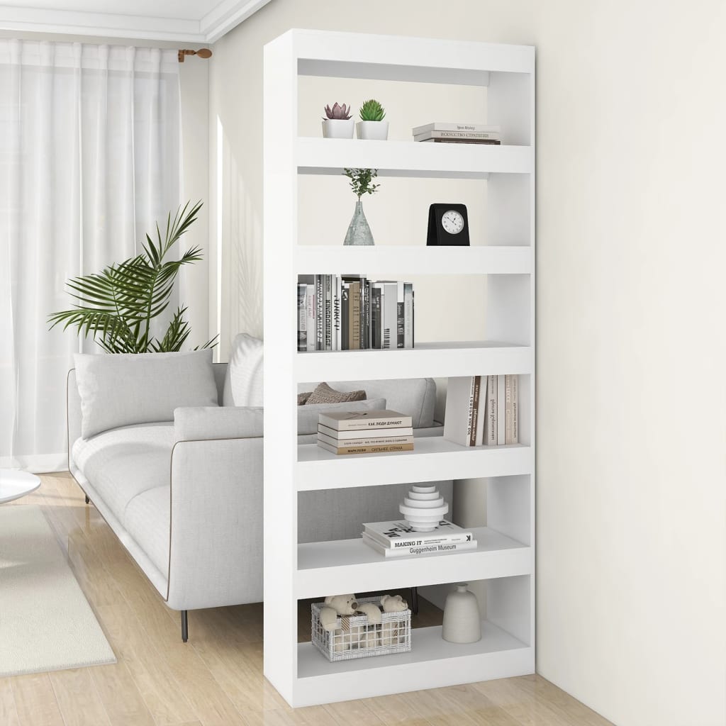 Book Cabinet/Room Divider White 80x30x198 cm Engineered Wood