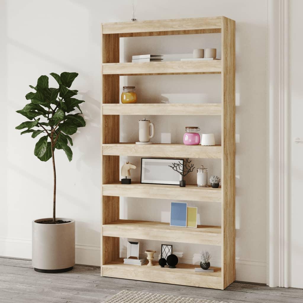 Book Cabinet/Room Divider Sonoma Oak 100x30x198 cm Engineered wood