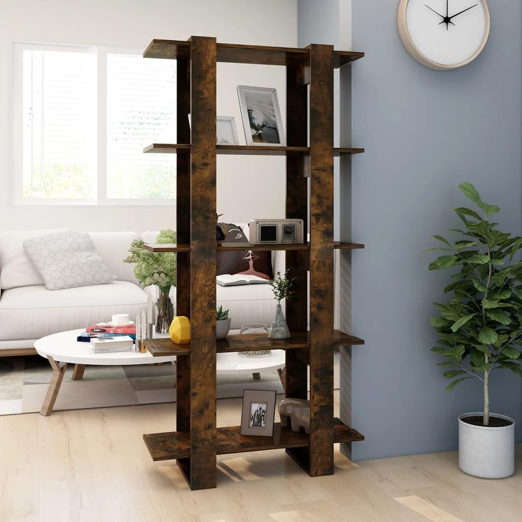 Book Cabinet/Room Divider Smoked Oak 80x30x160 cm Engineered Wood