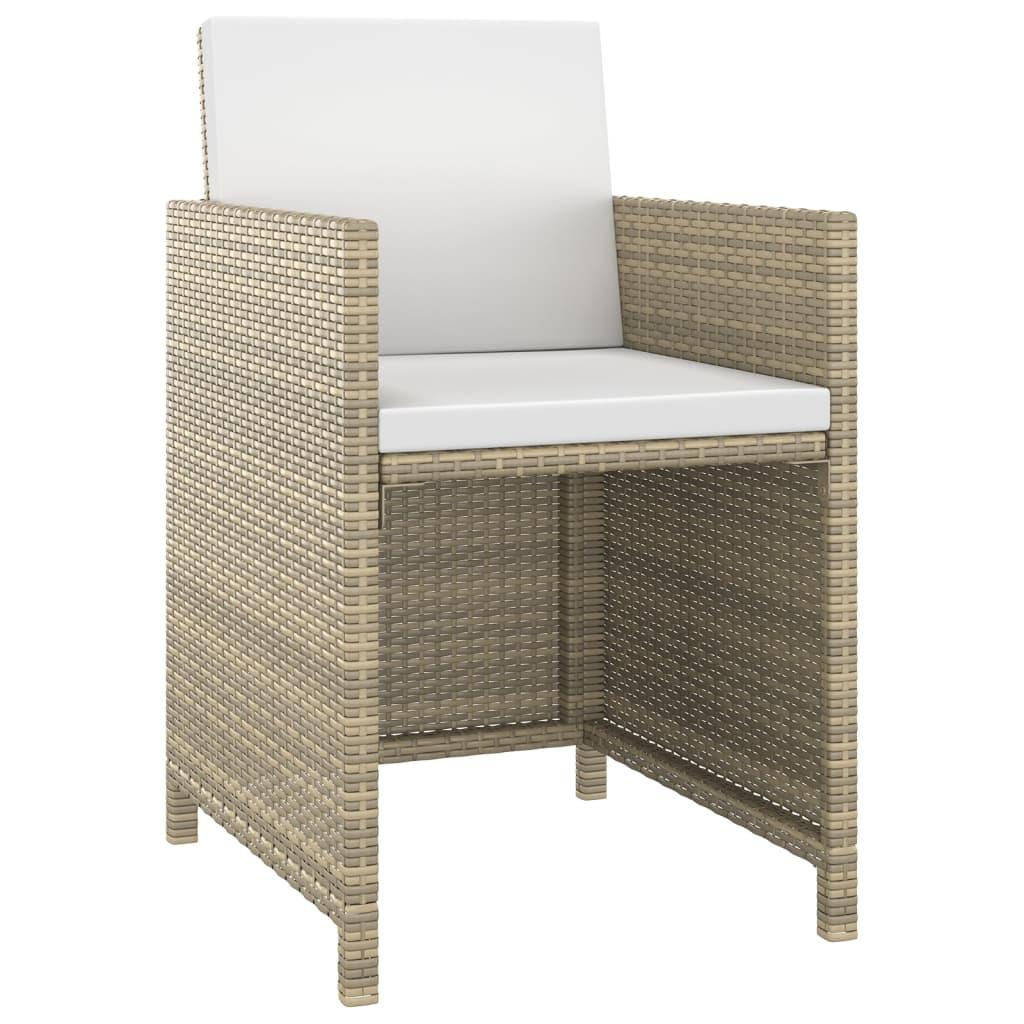 5 Piece Garden Dining Set with Cushions Poly Rattan Beige