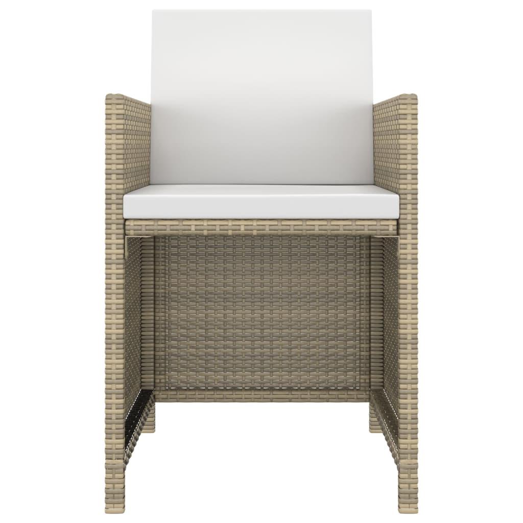5 Piece Garden Dining Set with Cushions Poly Rattan Beige